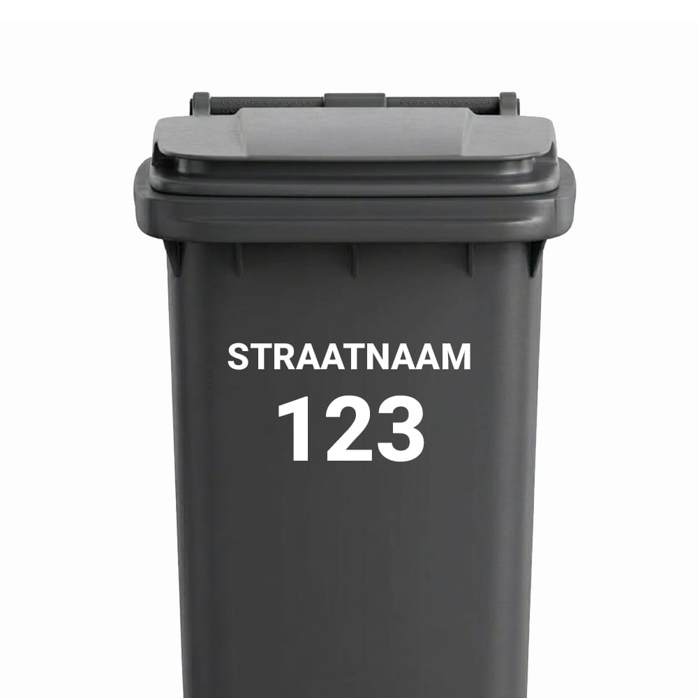 Straatnaam + Huisnummer - Container / Kliko sticker - vinyl sticker op maat kopen bij De Stickerbaas