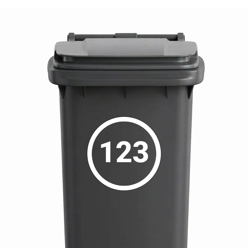 Huisnummer Rond Outline - Container / Kliko sticker - vinyl sticker op maat kopen bij De Stickerbaas