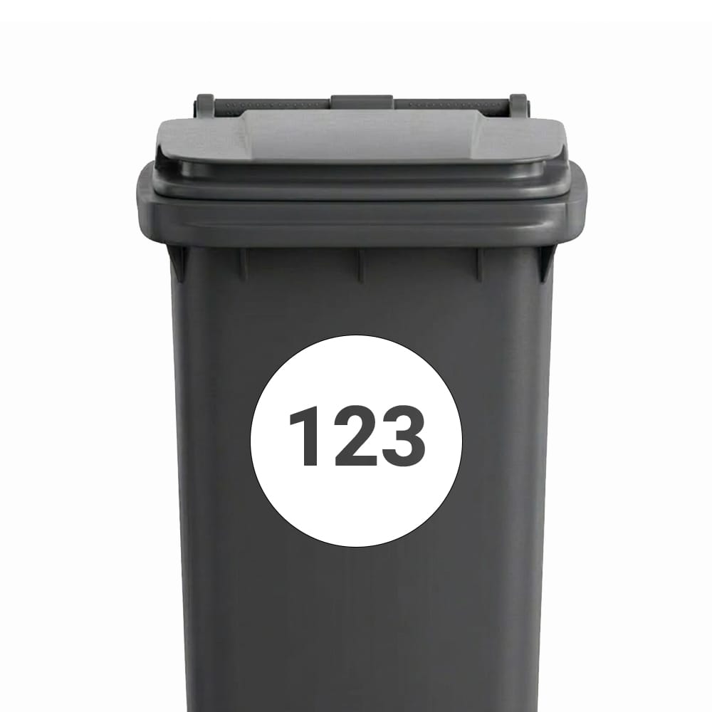 Huisnummer Rond - Container / Kliko sticker - vinyl sticker op maat kopen bij De Stickerbaas